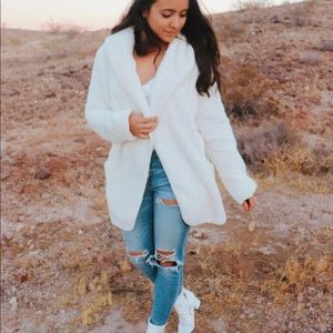 ft and cuddly off-white furry hooded jacket